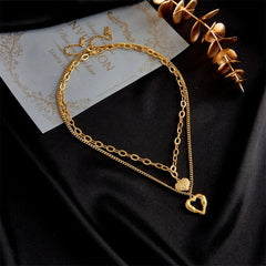 Small Uneven Folds 2 Love Necklace - High-end Party Accessories with a Non-fading, High-quality design