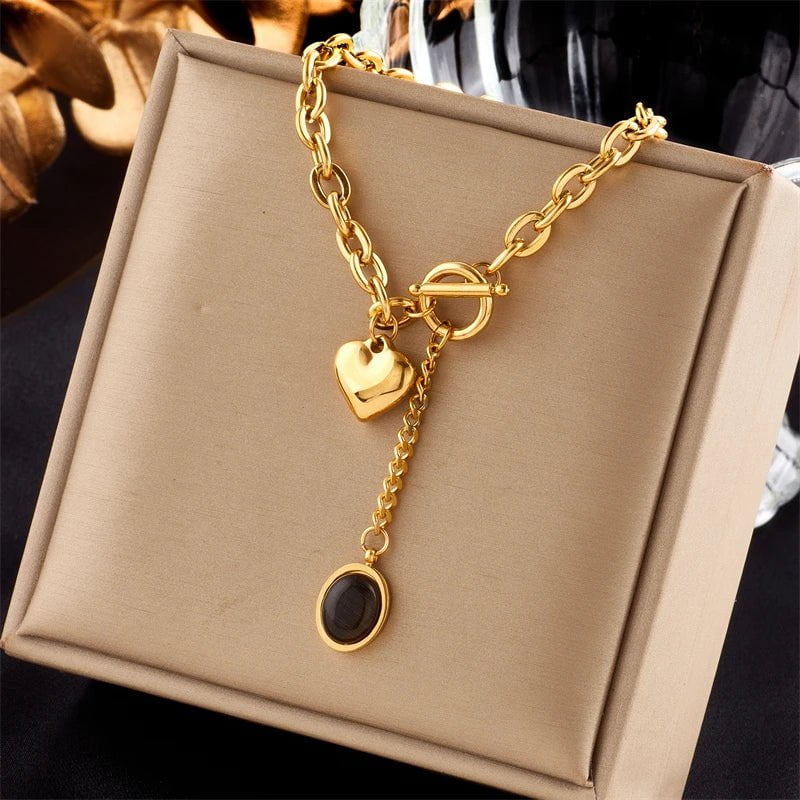 Small Uneven Folds 2 Love Necklace - High-end Party Accessories with a Non-fading, High-quality design N1391