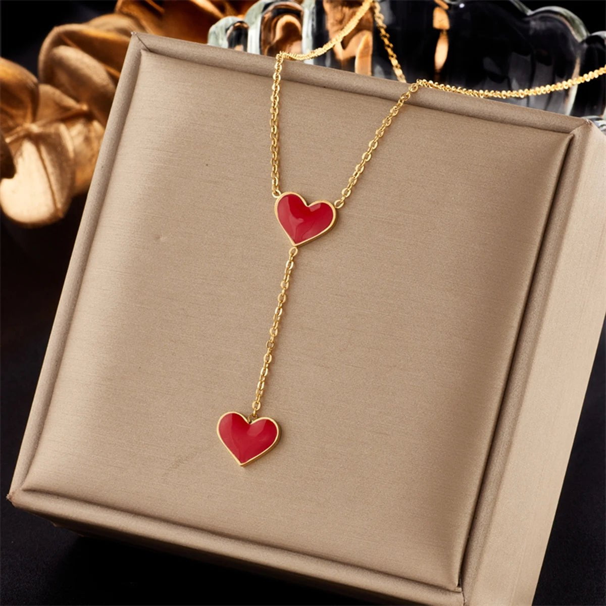 Small Uneven Folds 2 Love Necklace - High-end Party Accessories with a Non-fading, High-quality design N1910