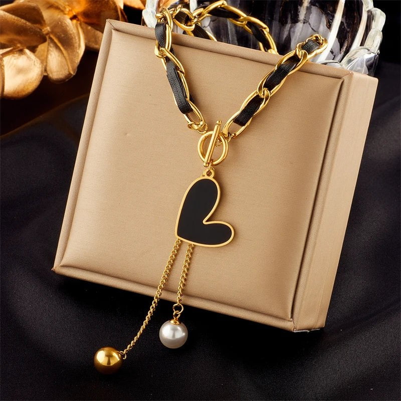 Small Uneven Folds 2 Love Necklace - High-end Party Accessories with a Non-fading, High-quality design N2041