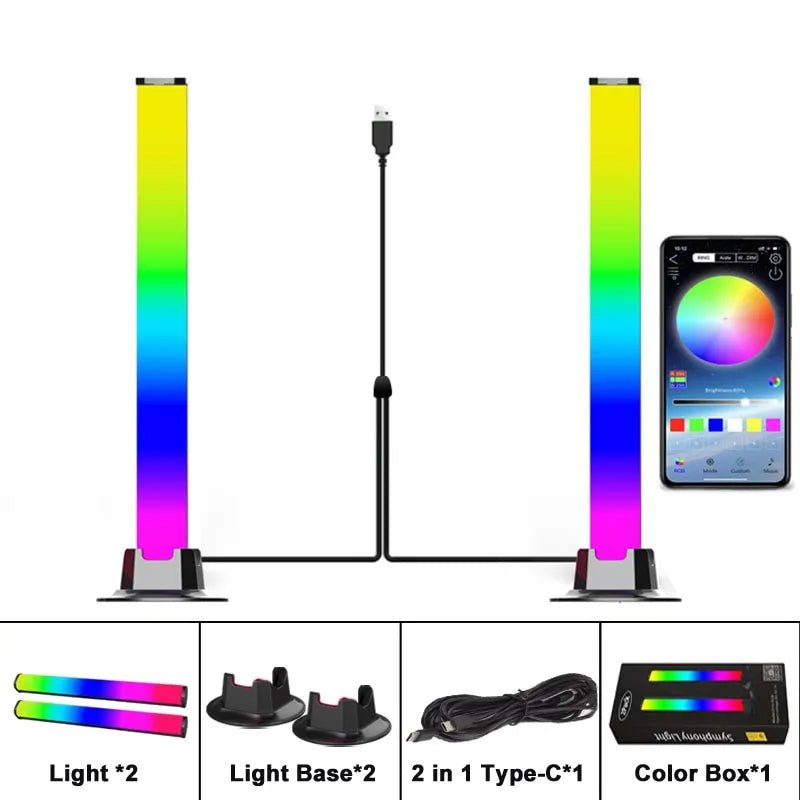 Smart LED RGB Music Lamp: App Control for TV, Gaming, Desktop Decor 2in1 Symphony Light