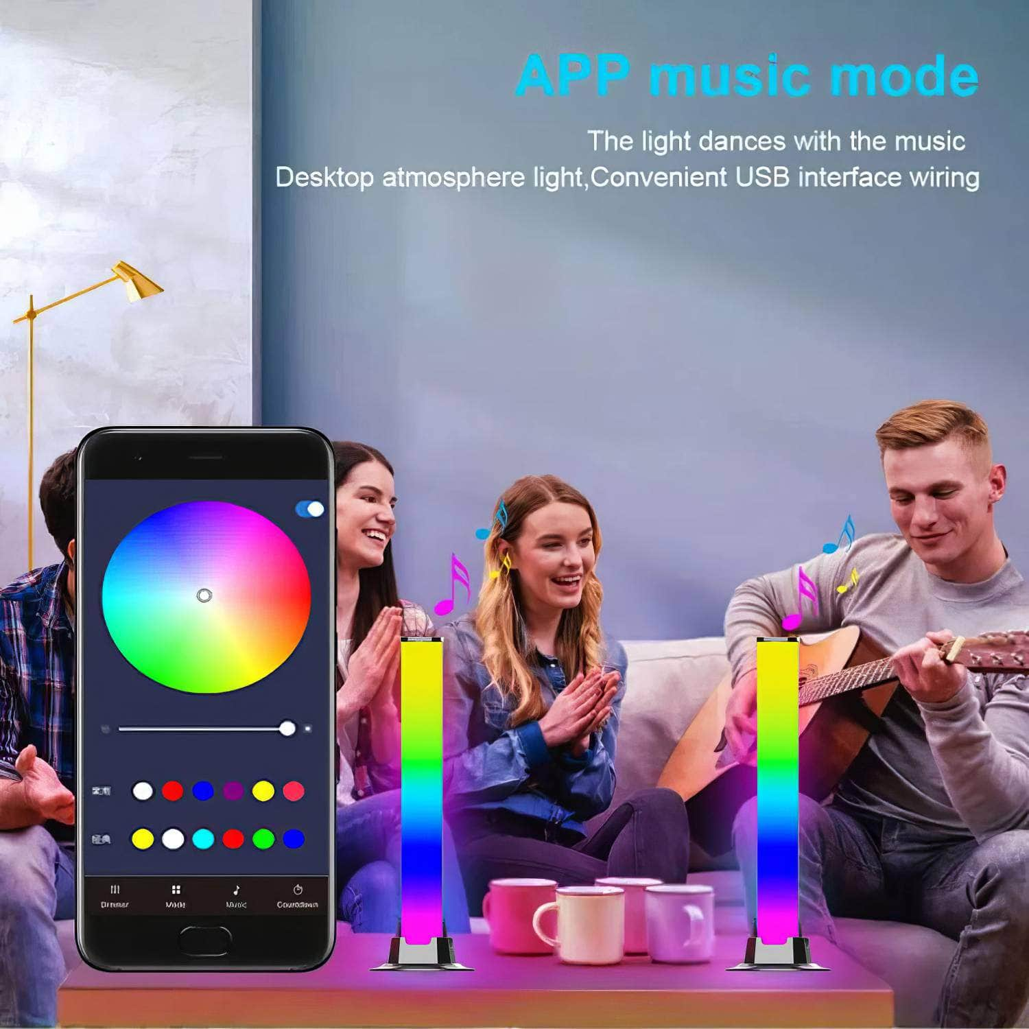 Smart LED RGB Music Lamp: App Control for TV, Gaming, Desktop Decor