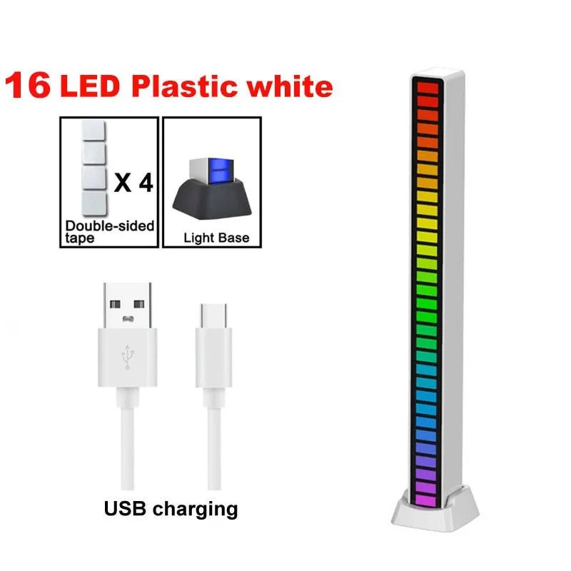 Smart LED RGB Music Lamp with App Control for TV, Gaming, and Desktop Decor 16LED White USB