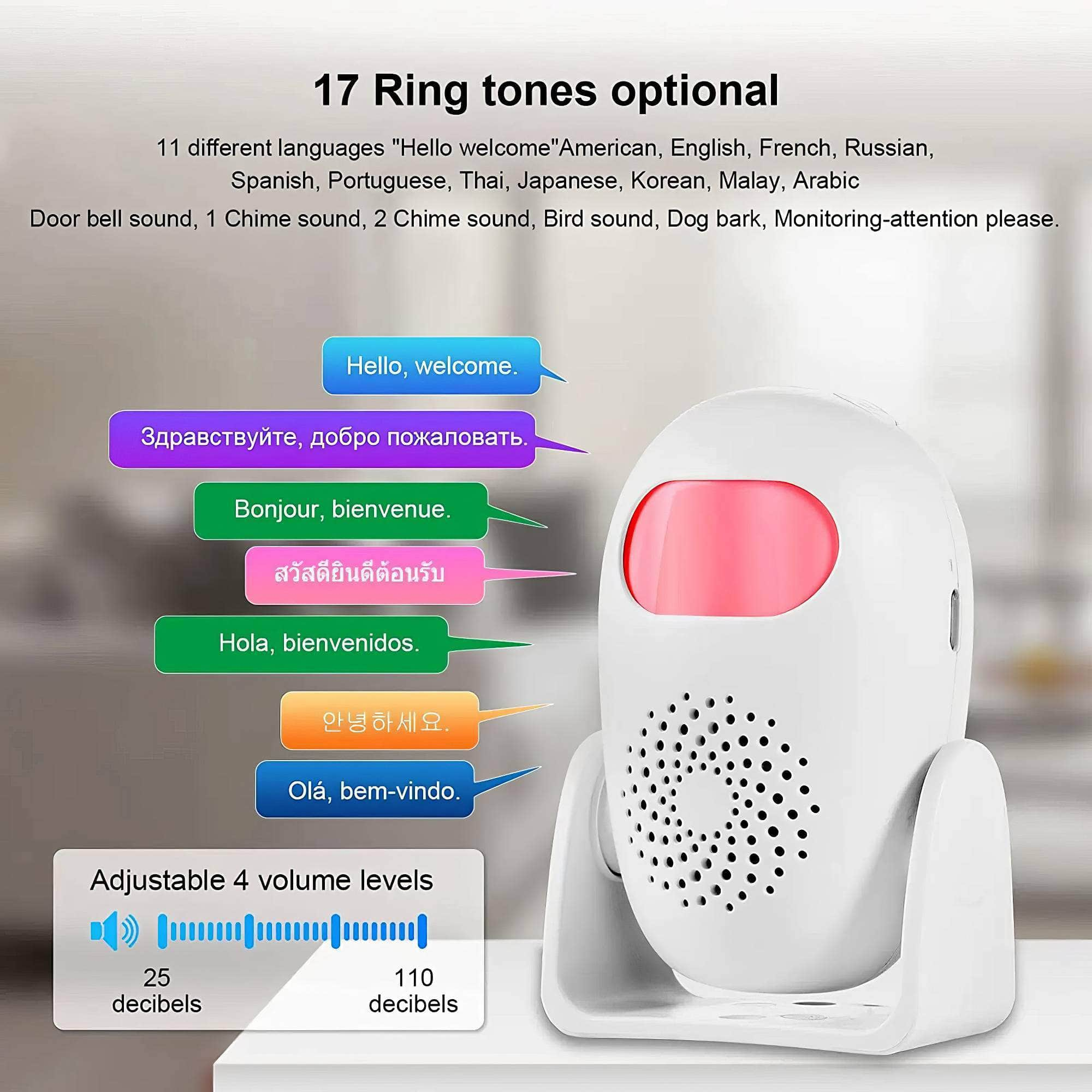 Smart Motion Detector Alarm - PIR Infrared, Anti-Theft Burglar Welcome Chime Doorbell, Ideal for Garage, Shop, and Home Security Welcome Alarm