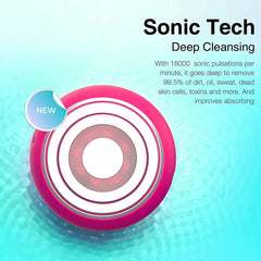 Smart Sonic Electric Facial Cleaning Brush: Deep Cleaning, Exfoliation, Waterproof Silicone Face Scrubber, Skin Massager ROSE SET