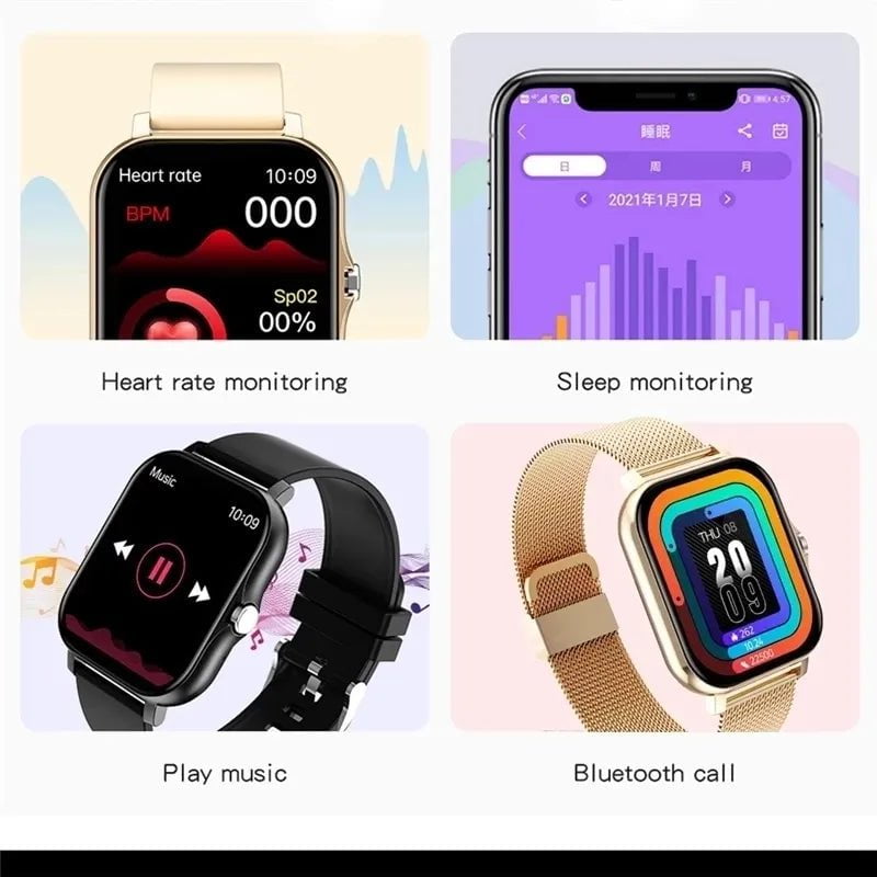 Smart Watch 2023: Men and Women Fitness Bluetooth Call Connected Watches, Waterproof, Smartwatch for Android & iOS - Reloje Inteligente