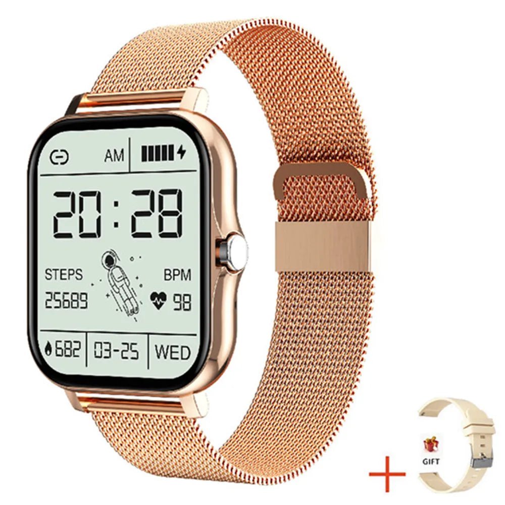 Smart Watch 2023: Men and Women Fitness Bluetooth Call Connected Watches, Waterproof, Smartwatch for Android & iOS - Reloje Inteligente Mesh Rose Gold