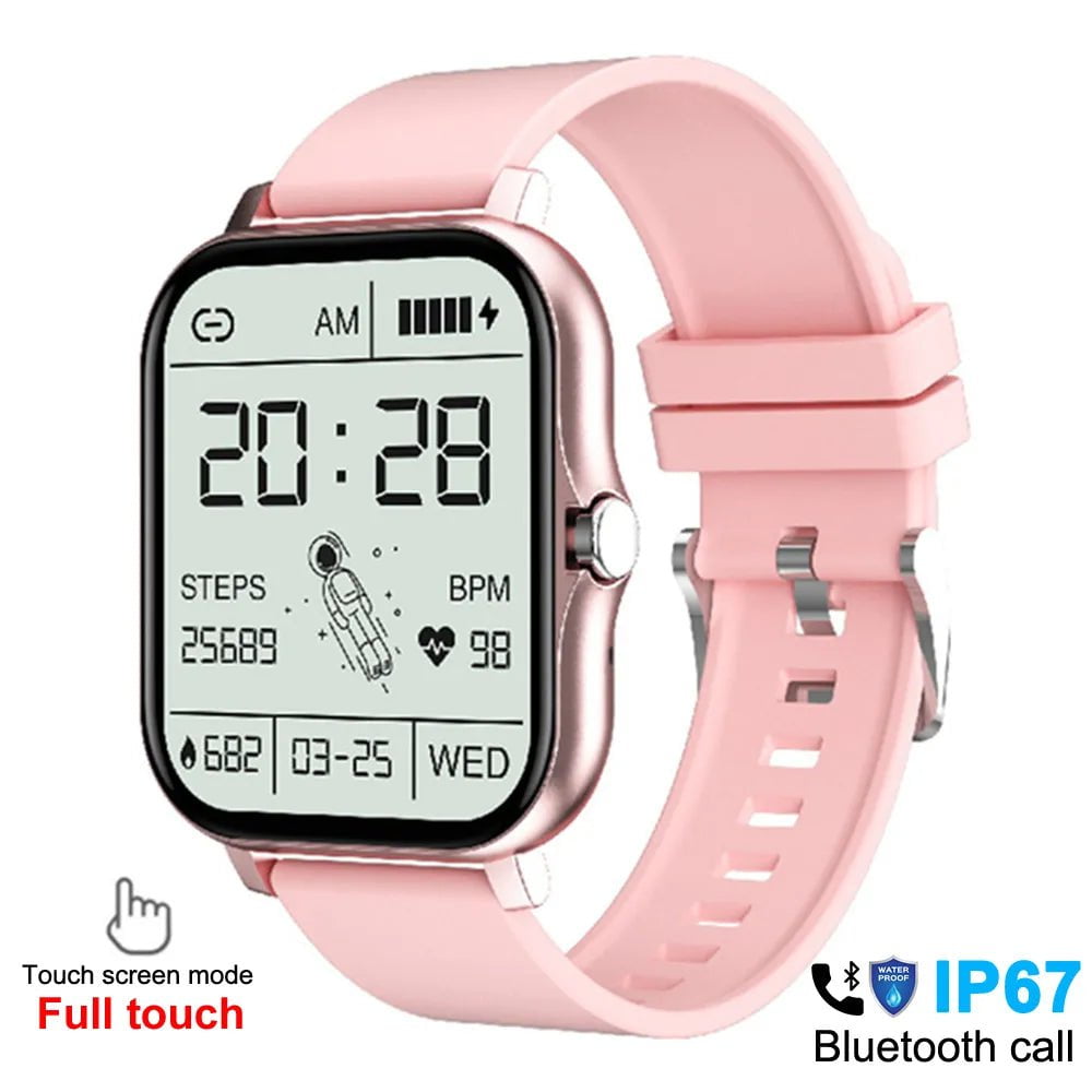 Smart Watch 2023: Men and Women Fitness Bluetooth Call Connected Watches, Waterproof, Smartwatch for Android & iOS - Reloje Inteligente Pink