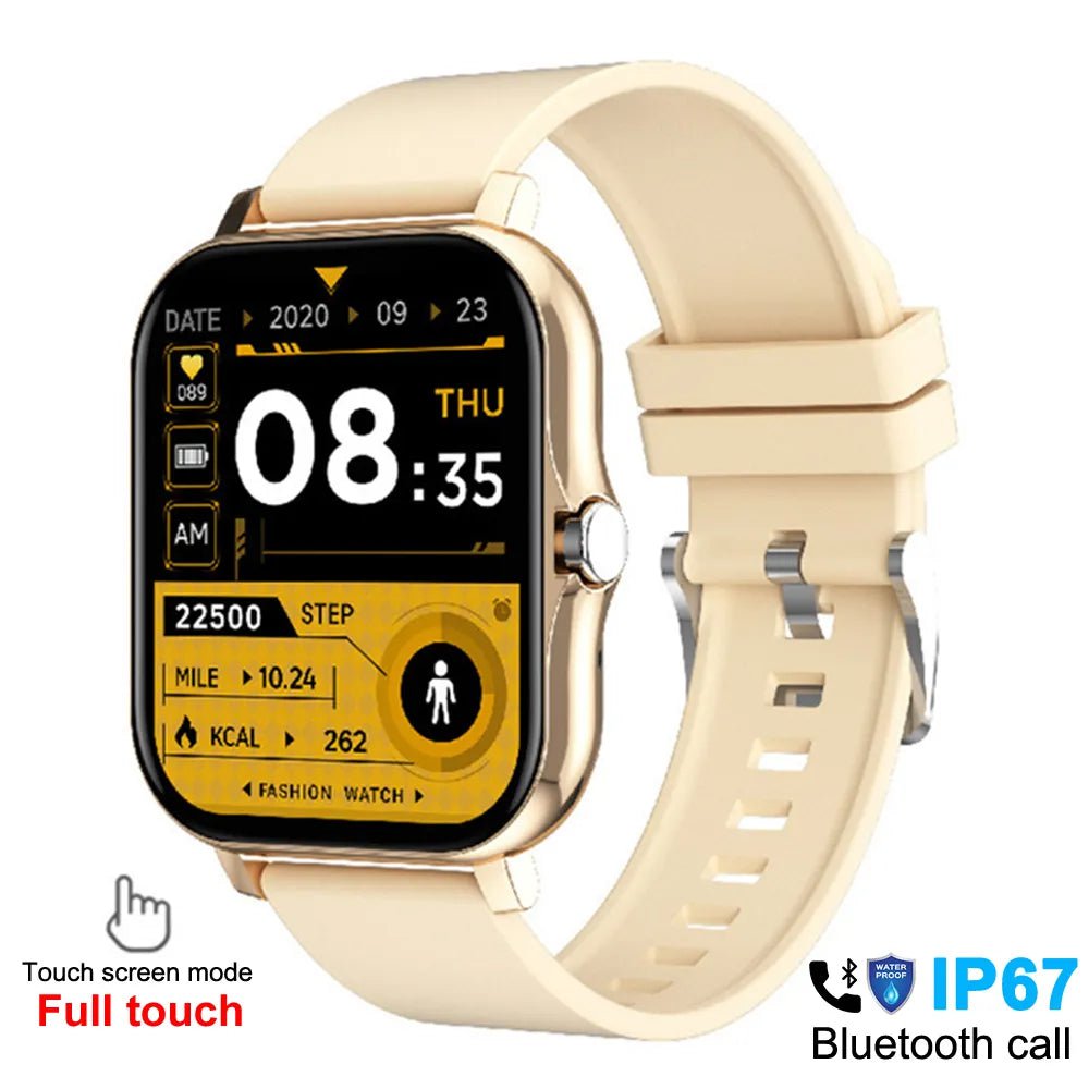 Smart Watch 2023: Men and Women Fitness Bluetooth Call Connected Watches, Waterproof, Smartwatch for Android & iOS - Reloje Inteligente Yellow