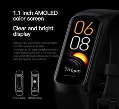 Smart Watch for Men and Women: 1.1 Inch Amoled, Heart Rate Monitor, Waterproof, Body Temperature Tracker Band