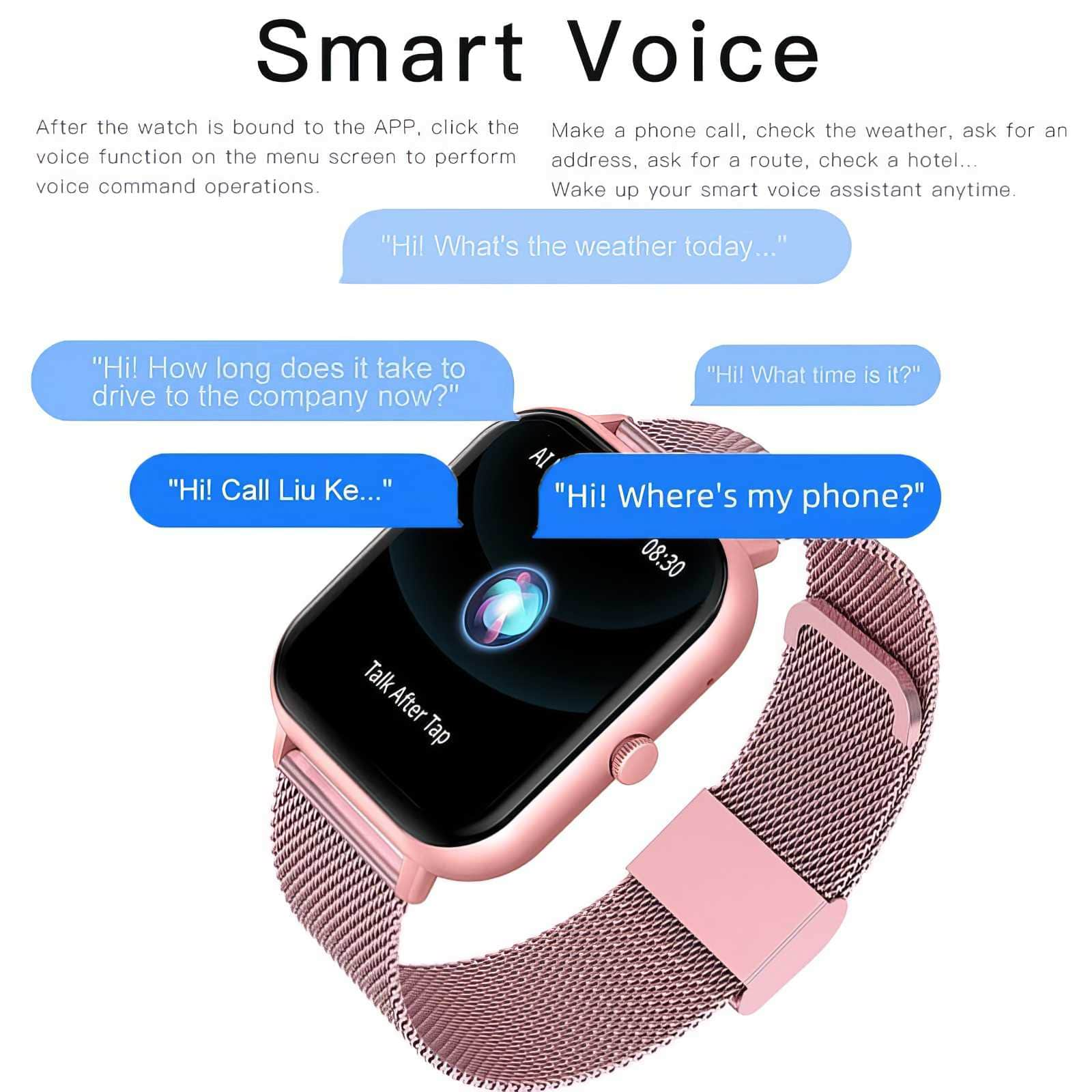 Smart Watch with Call Functions: Full Touch Screen, 100+ Sport Modes, Heart Rate & Sleep Monitoring