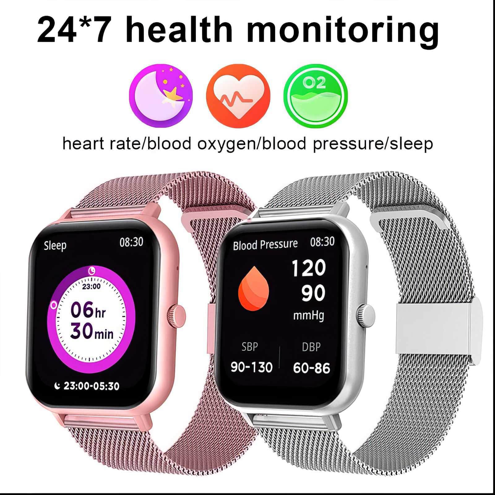 Smart Watch with Call Functions: Full Touch Screen, 100+ Sport Modes, Heart Rate & Sleep Monitoring