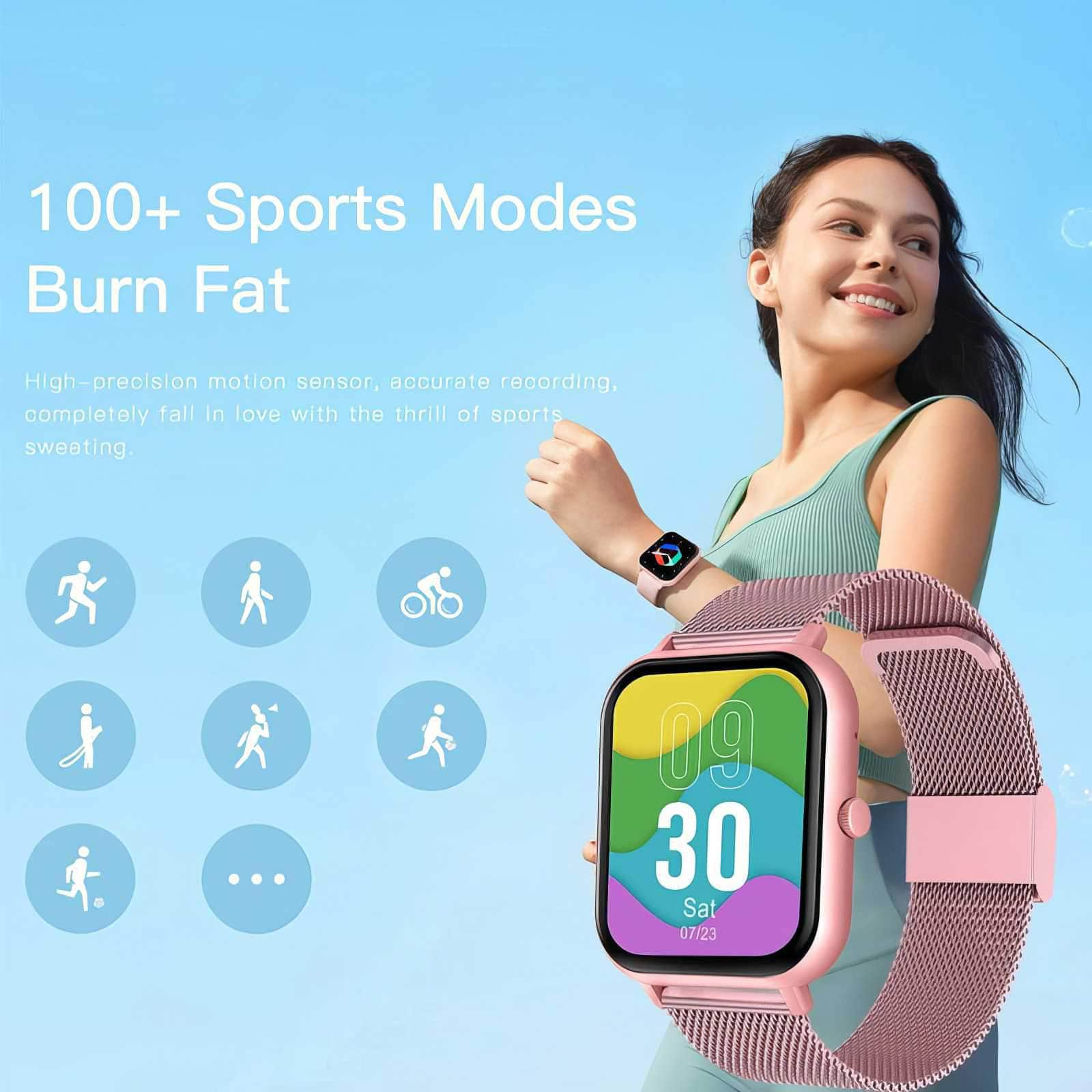 Smart Watch with Call Functions: Full Touch Screen, 100+ Sport Modes, Heart Rate & Sleep Monitoring