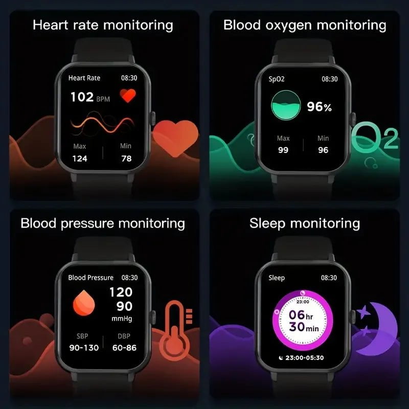 Smart Watch with Call Functions, Full Touch Screen, 100+ Sport Modes, Heart Rate & Sleep Monitoring