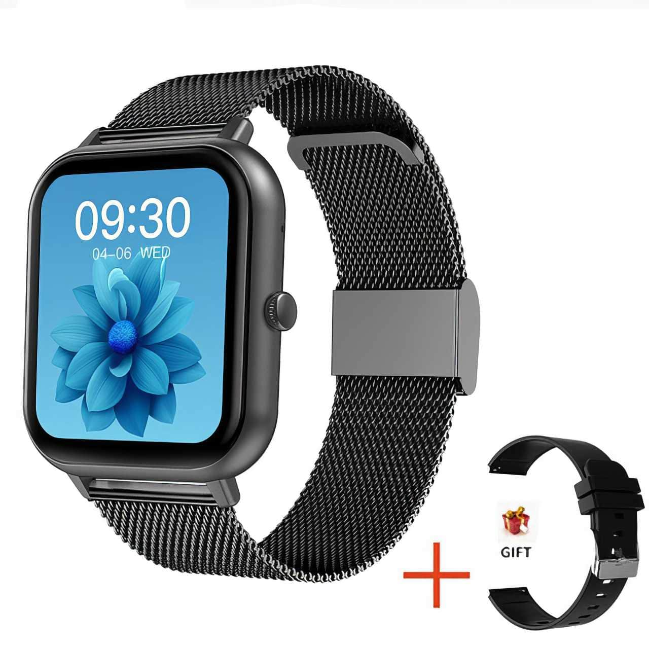 Smart Watch with Call Functions: Full Touch Screen, 100+ Sport Modes, Heart Rate & Sleep Monitoring Mesh belt black / Bluetooth call