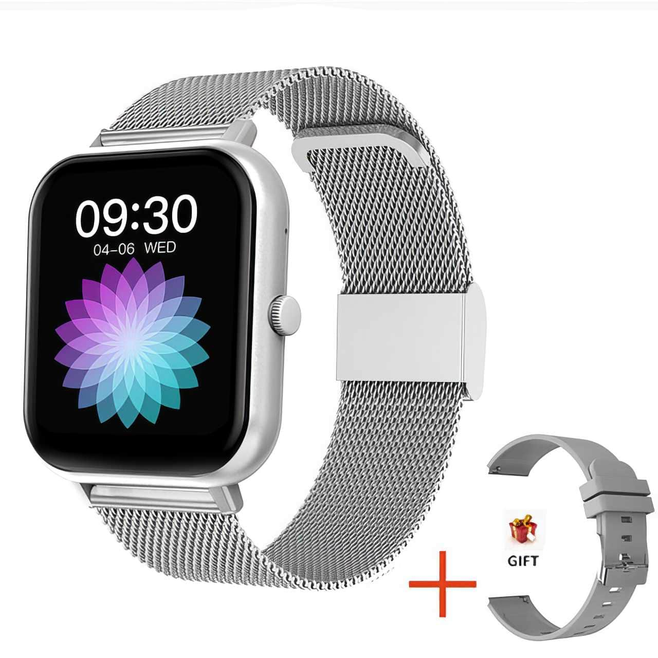 Smart Watch with Call Functions - Full Touch Screen, 100+ Sport Modes, Heart Rate & Sleep Tracking Mesh belt silver / Bluetooth call