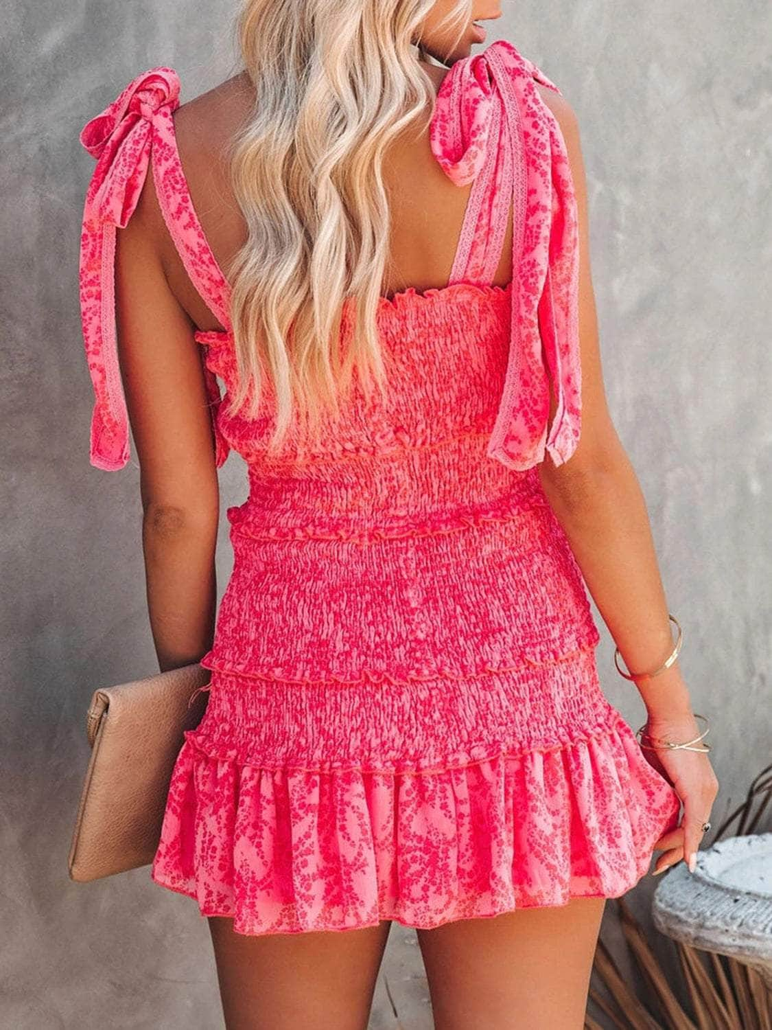 Smocked Wide Strap Mini Cami Dress Pink / S