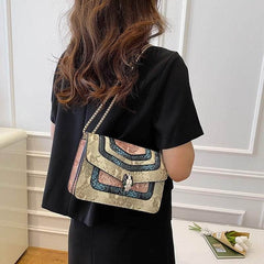 Snake Pattern Square Crossbody Purse