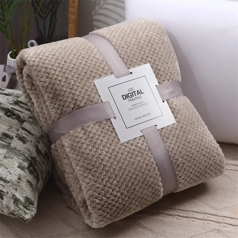 Soft and Warm Solid Fleece Plaid Blanket: Ideal for Living Room, Bedroom, and Sofa 200x230cm / Dark Khaki