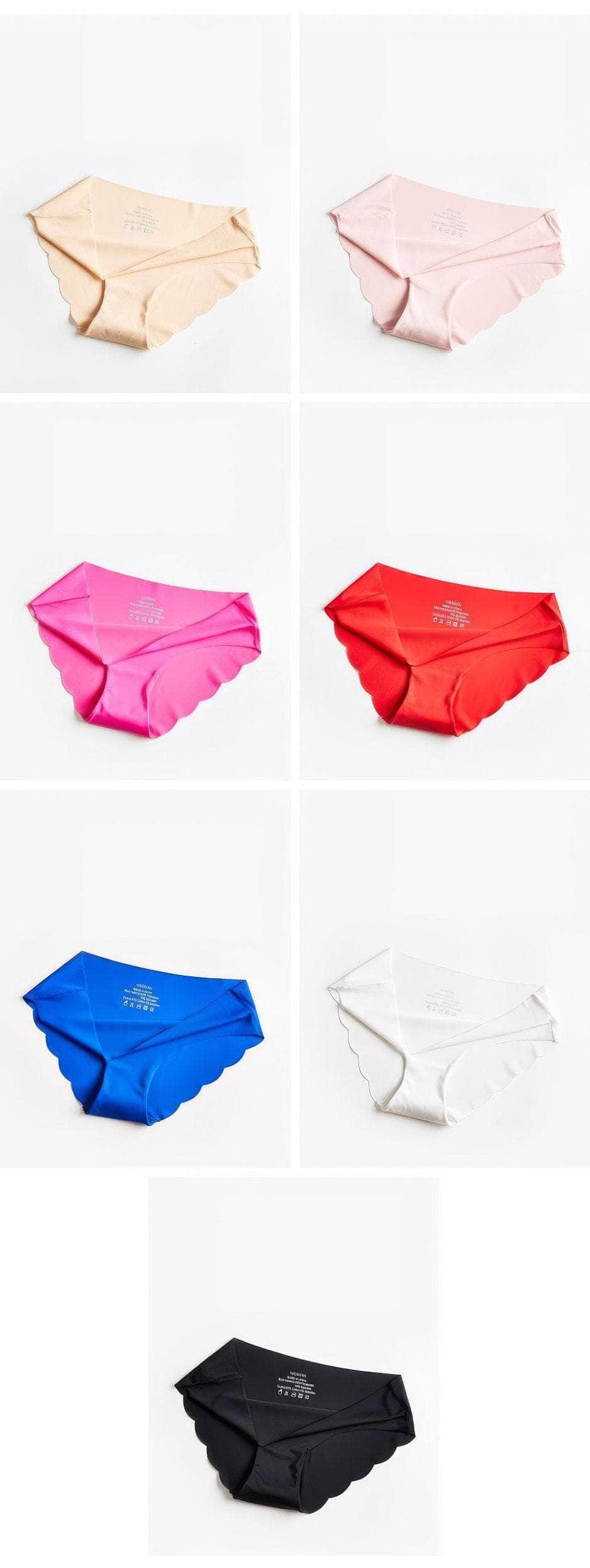 Soft Breathable Scalloped Trim Midi Panties S / Assorted Colors-Set Of 3