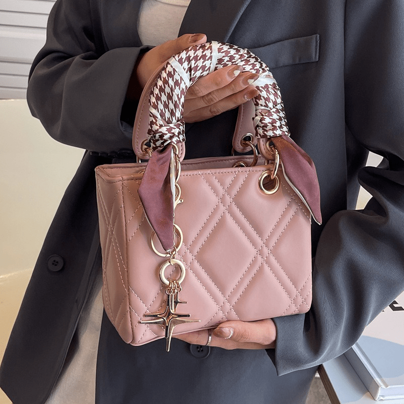 Soft Faux Leather Cannage Quilted Handbag