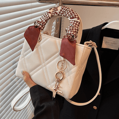 Soft Faux Leather Cannage Quilted Handbag Ivory