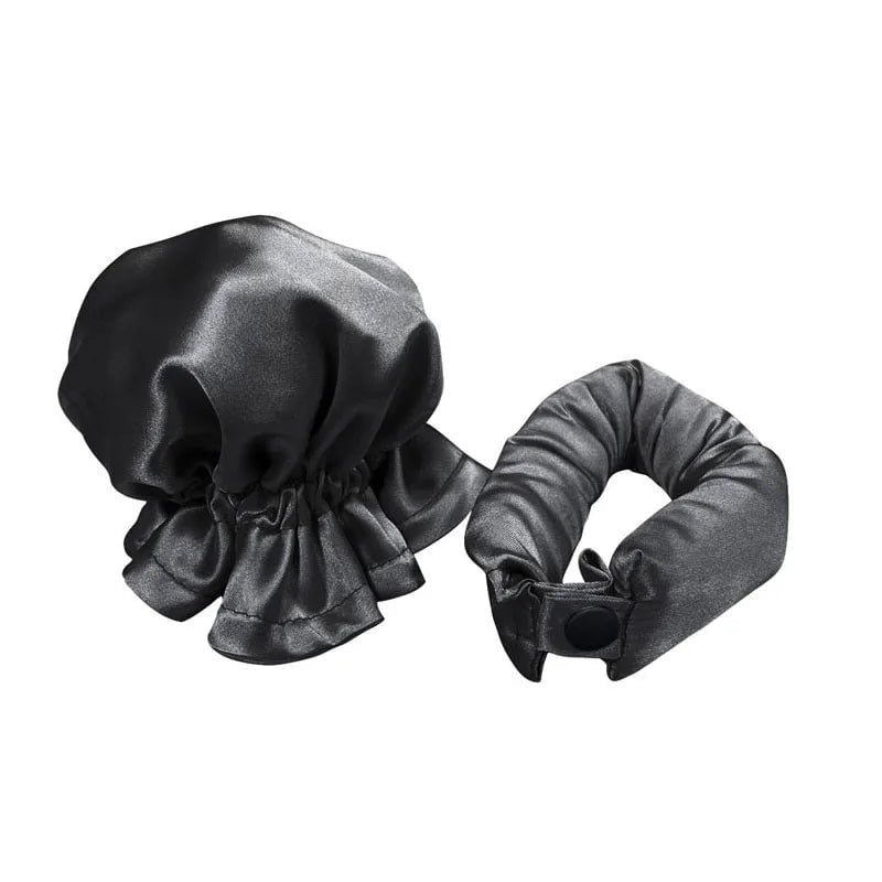 Soft Hair Rollers with a Sleeping Headband for Beautiful Waves 1 Set--Black