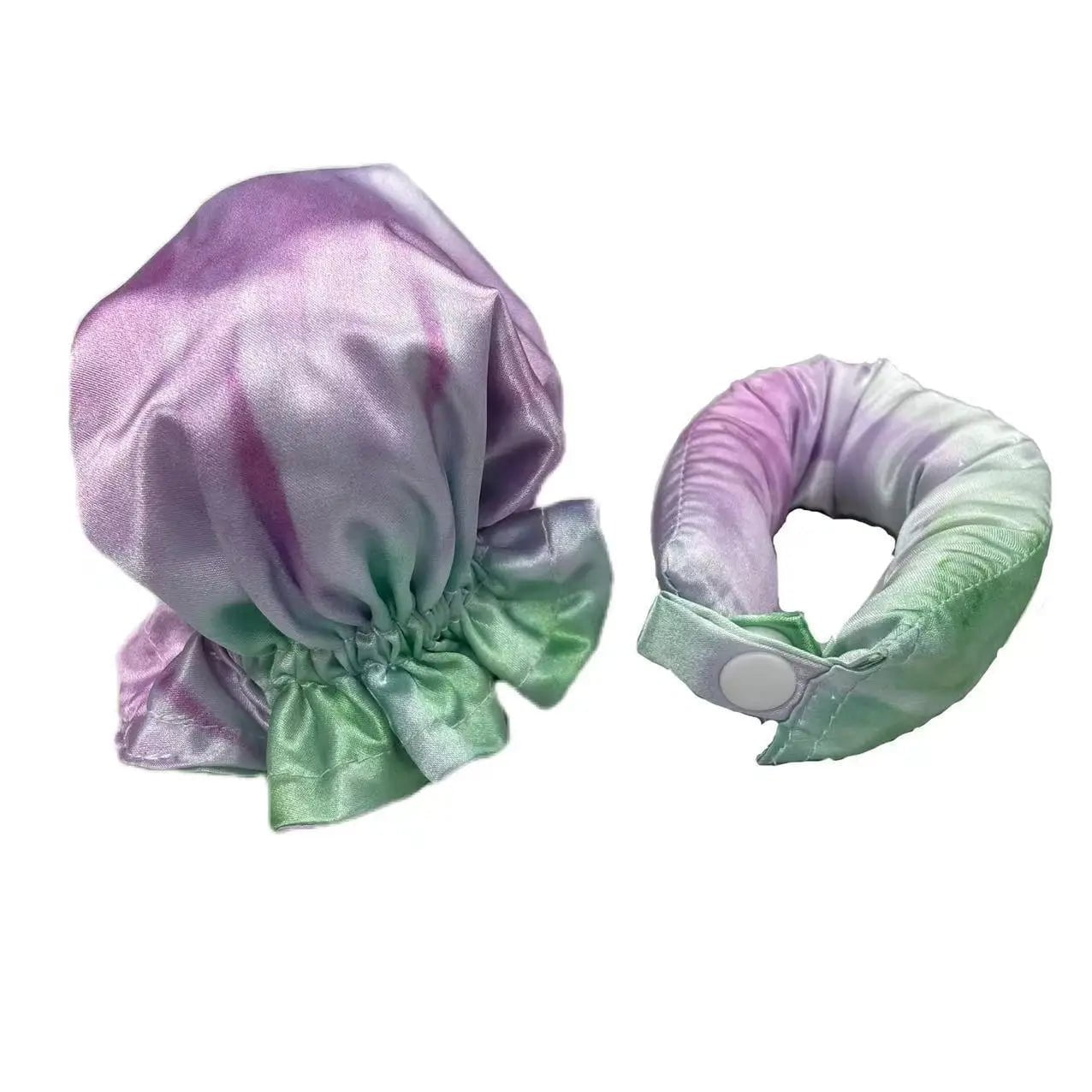 Soft Hair Rollers with a Sleeping Headband for Beautiful Waves 1Set-Tie Dyed Purple