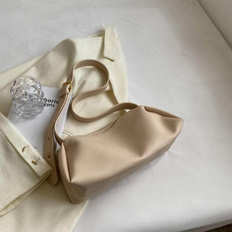 Soft Vegan Leather Slouchy Hobo Bag Ivory