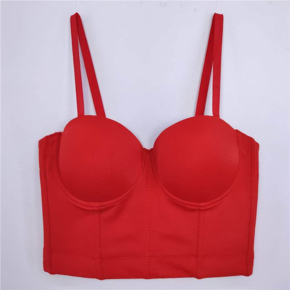 Solid Color Bustier Cami Top Bralette S / Red