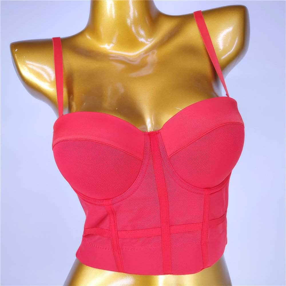 Solid Color Mesh Corset Bustier Bralette