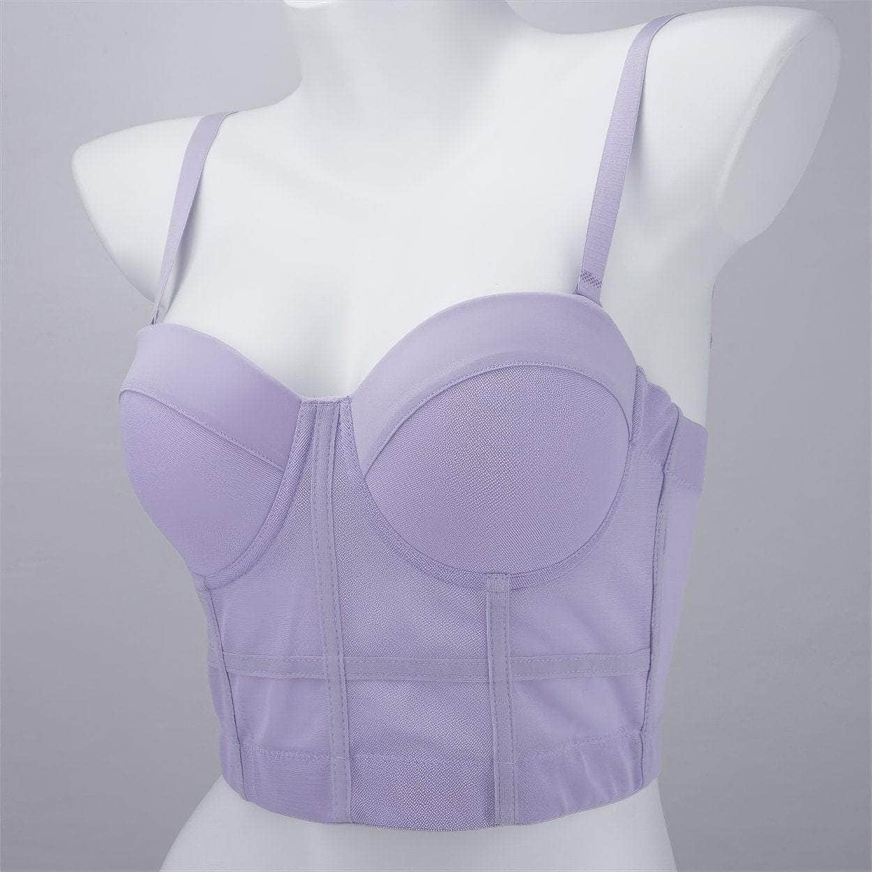 Solid Color Mesh Corset Bustier Bralette