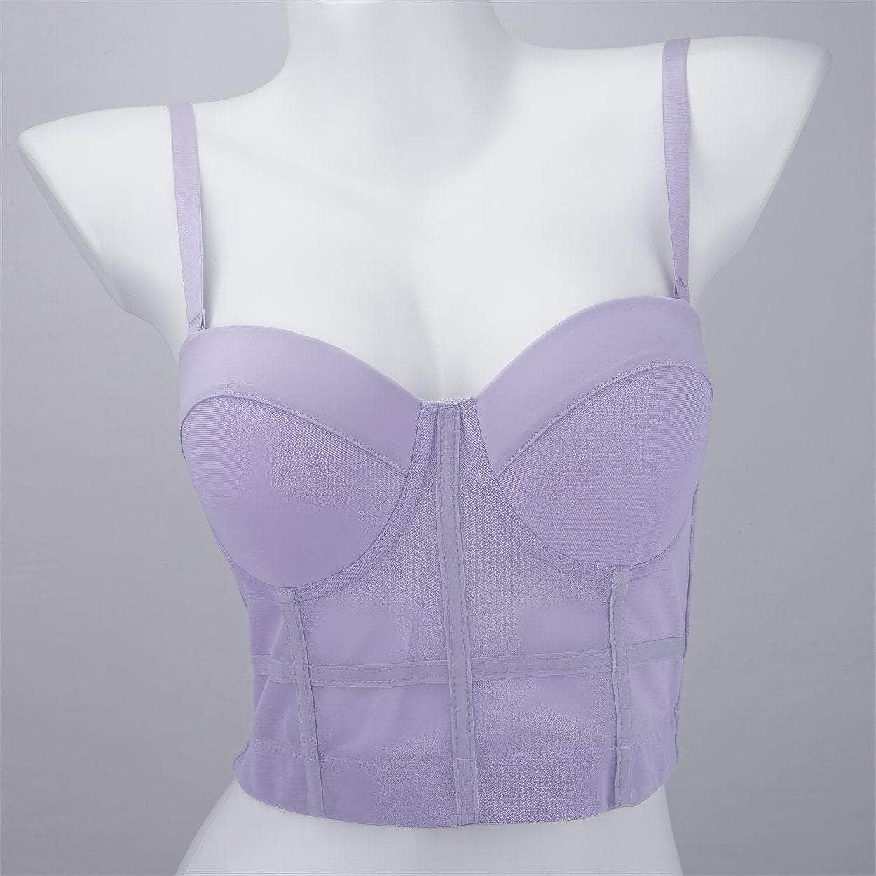 Solid Color Mesh Corset Bustier Bralette