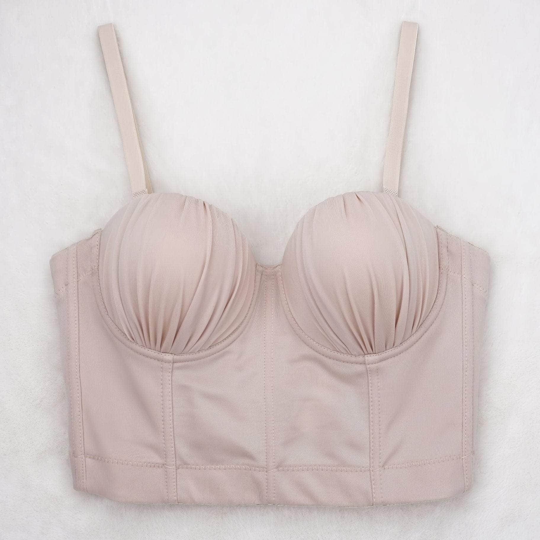 Solid Color Ruched Cami Bralette S / Bisque