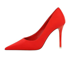 Solid Color Suede Pointed Toe Court Pumps