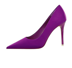 Solid Color Suede Pointed Toe Court Pumps