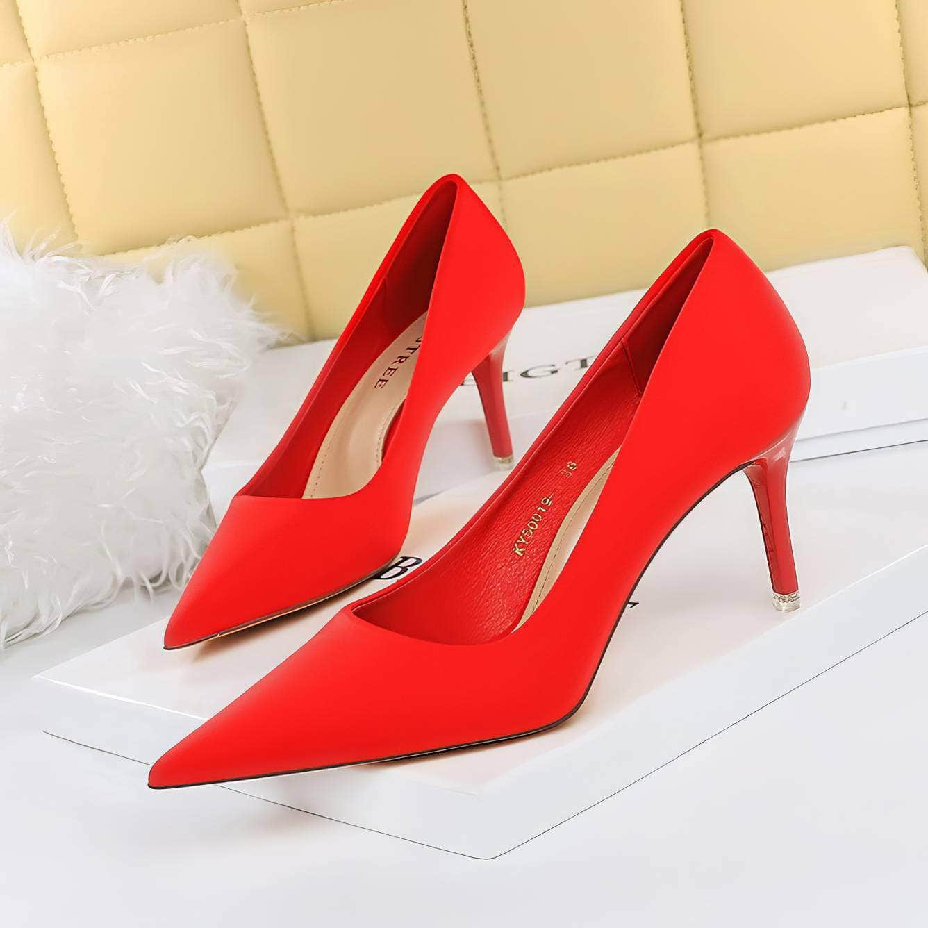 Solid Color Suede Pointed Toe Court Pumps