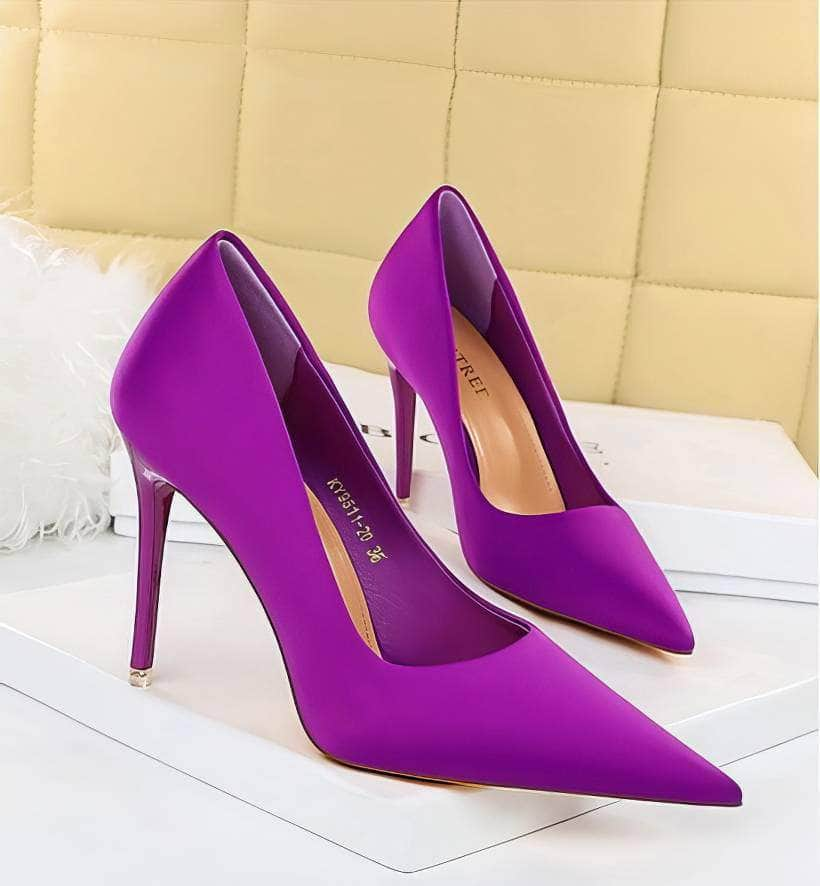 Solid Color Suede Pointed Toe Court Pumps