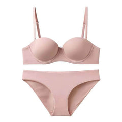 Solid Push-Up Seamless Bra Panty Set 70A / Pink