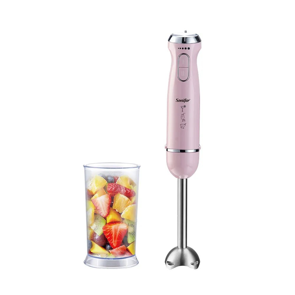 Sonifer 1000W Hand Blender: 2 Speeds, Ice Crushing, 4-Blade Mixer Pink / EU plug