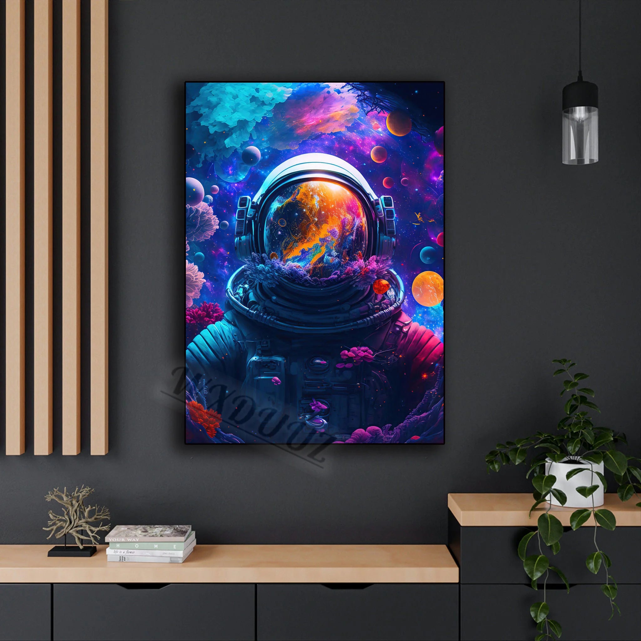Space Astronaut Cyberpunk Nordic Game Watercolor Art A / 20x30cm No Framed