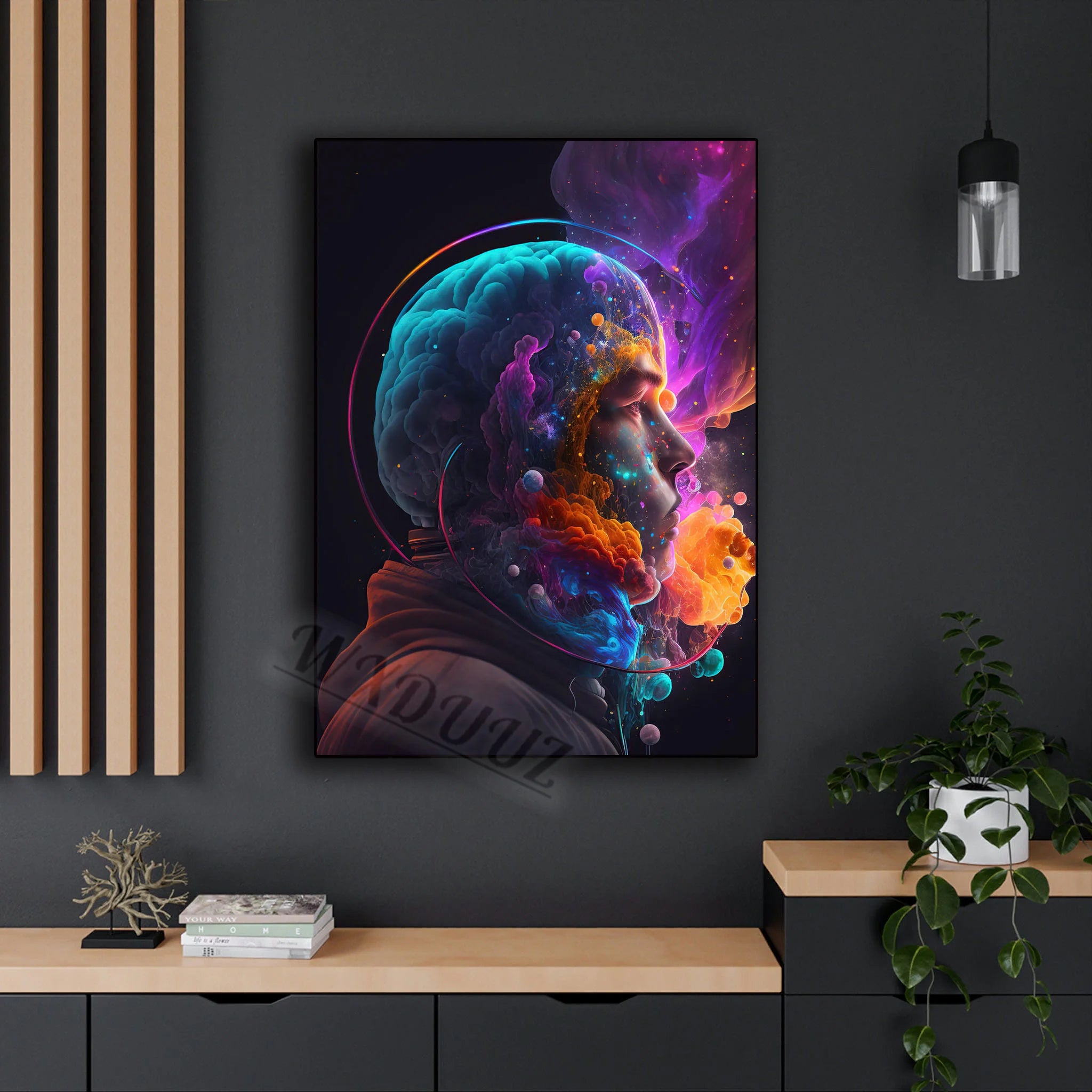 Space Astronaut Cyberpunk Nordic Game Watercolor Art H / 20x30cm No Framed