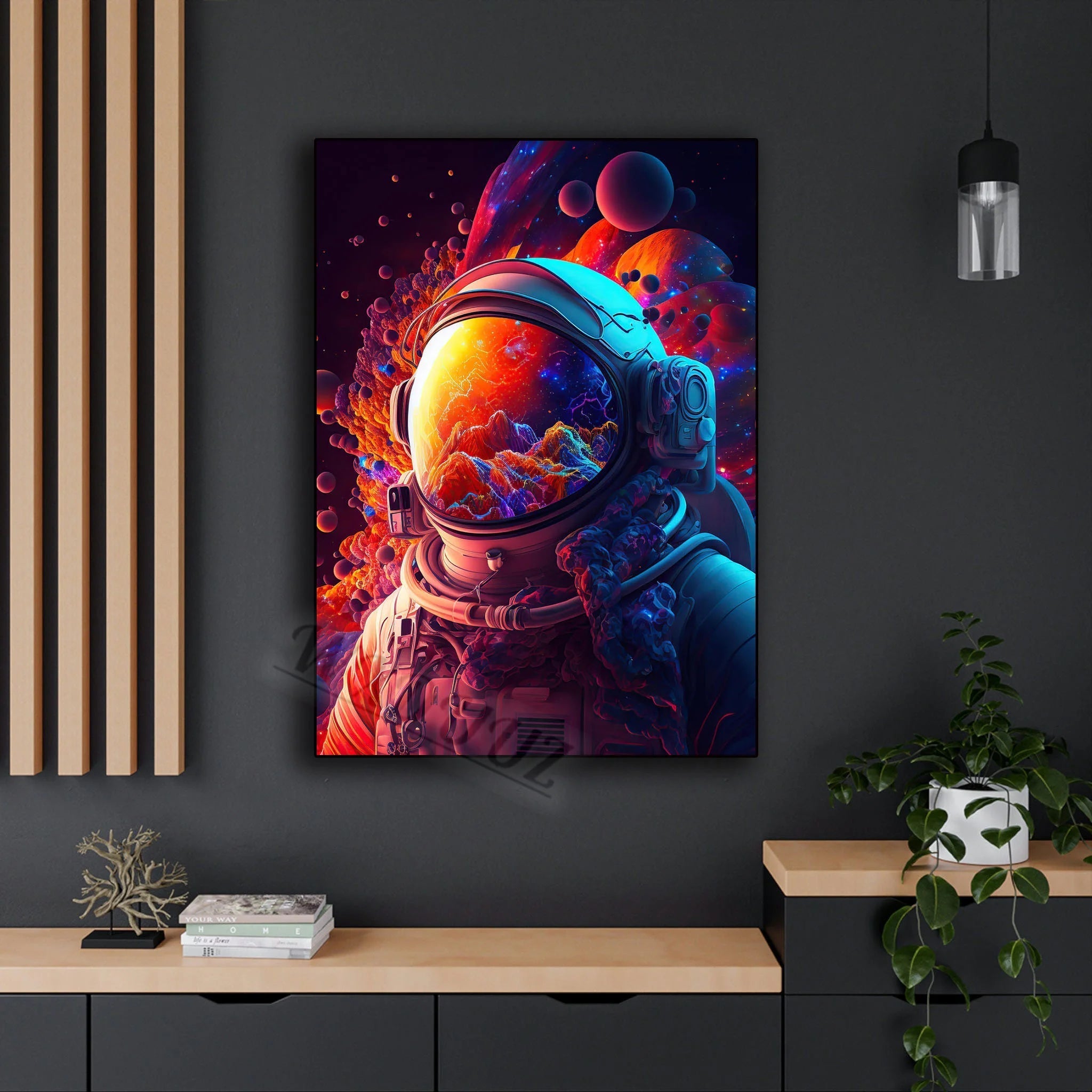 Space Astronaut Cyberpunk Nordic Game Watercolor Art K / 20x30cm No Framed