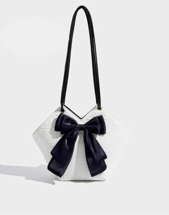 Spacious Ladies' Bow-Accented Shoulder Bucket Bag