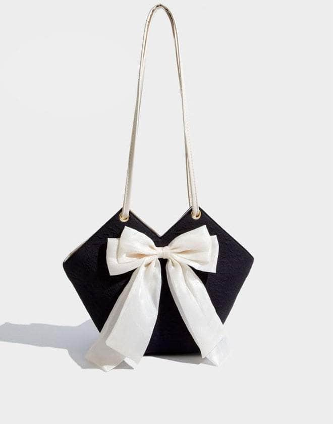 Spacious Ladies' Bow-Accented Shoulder Bucket Bag