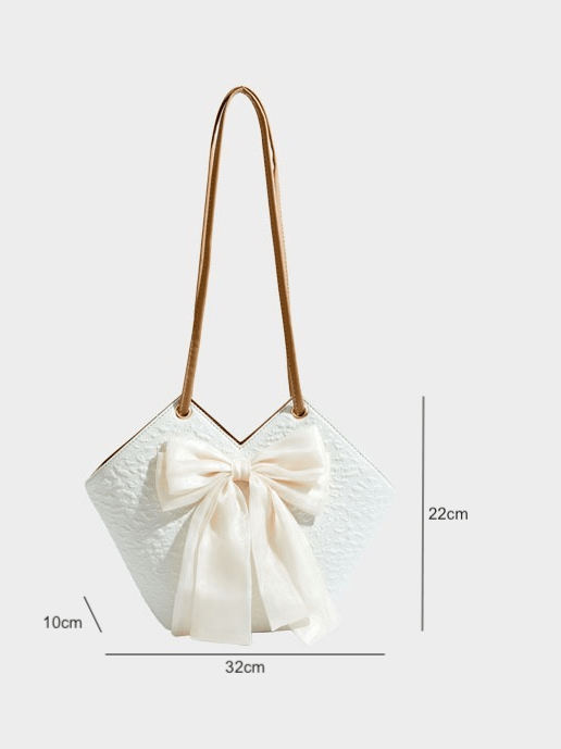 Spacious Ladies' Bow-Accented Shoulder Bucket Bag