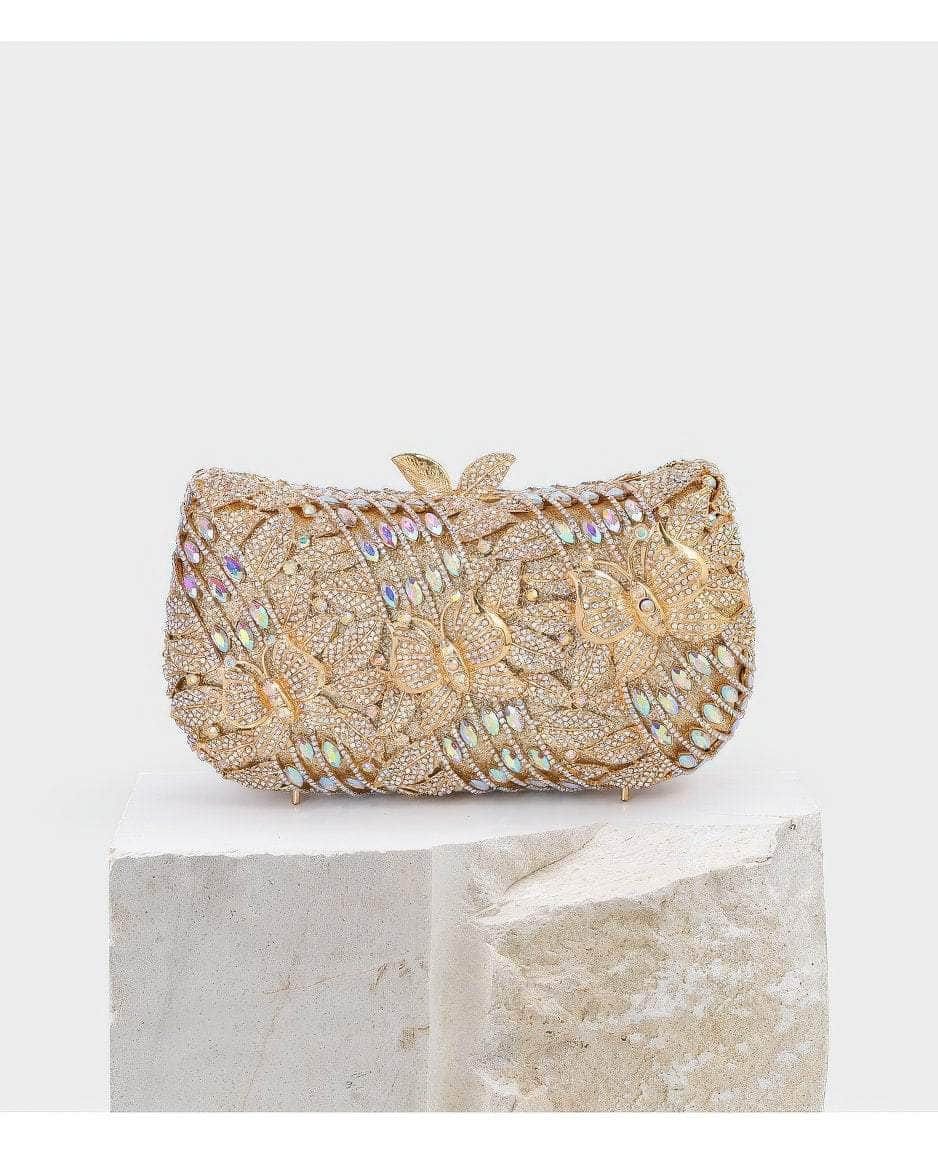 Sparkling Butterfly Floral Rhinestone Clutch Purse