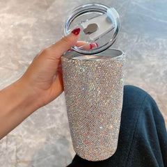 Sparkling Diamante Tumbler Cup 500ml / White