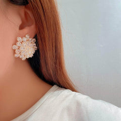 Sparkling Paved Crystal Statement Stud Floral Deco Earrings