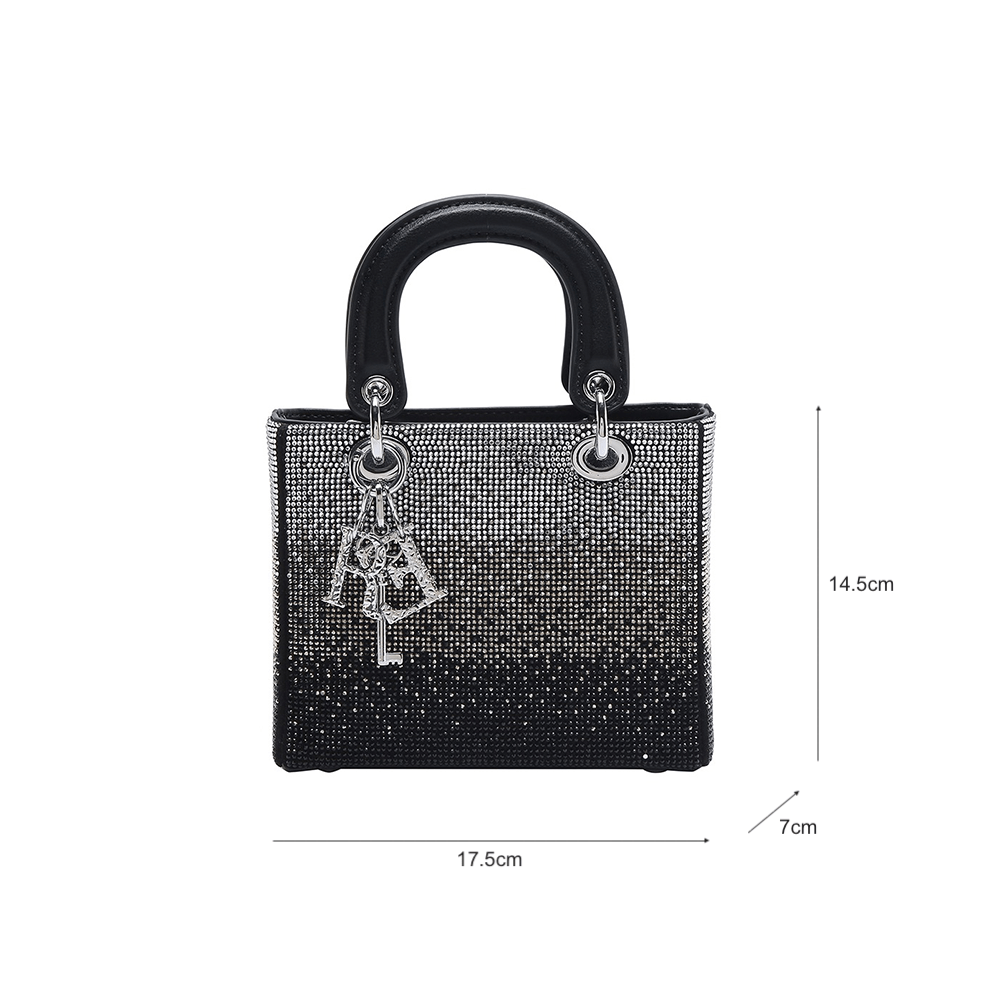 Sparkling Rhinestone Adorned Cannage Handbag